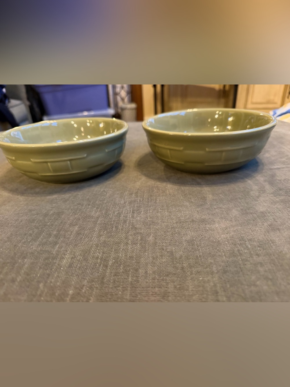 2 HTF Longaberger Sage Green Bowls 7” EUC